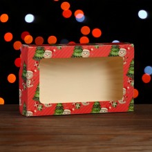 Коробка для кондитерских изделий Снеговичок" розовая 20х12х4 см